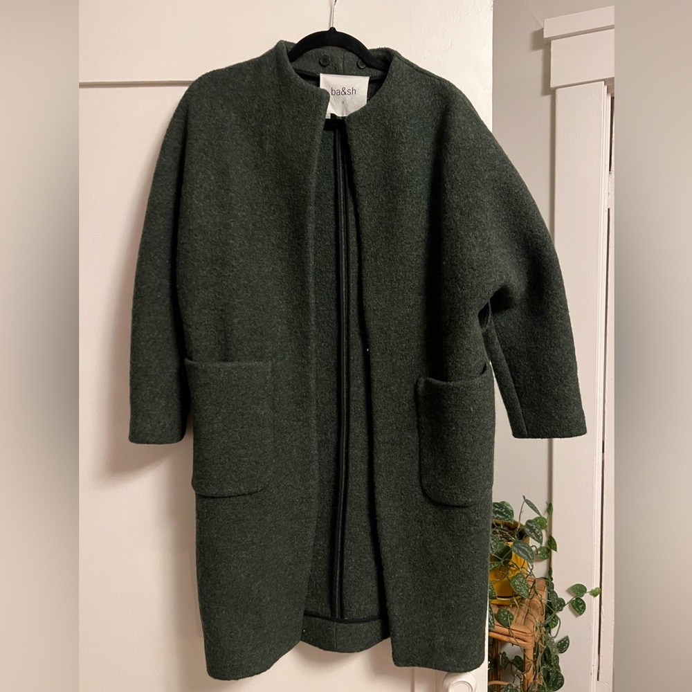 ba&sh Women's Forest Green Cary Cape Coat